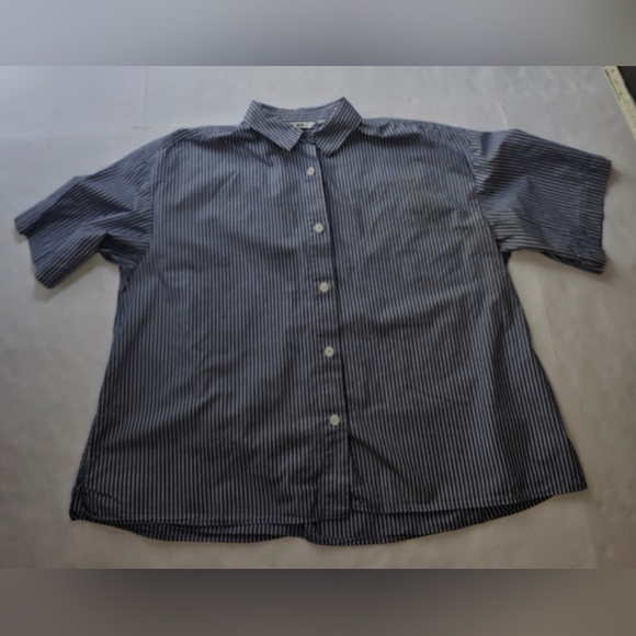 Short Sleeve Blue and White Striped Summer Shirt Lg - Picture 5 of 8